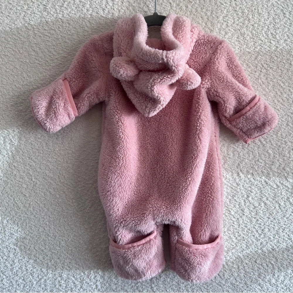 Hanna Andersson Infant Bear Baby Pink Suit Bunting One Piece Size 0-3‎ Months